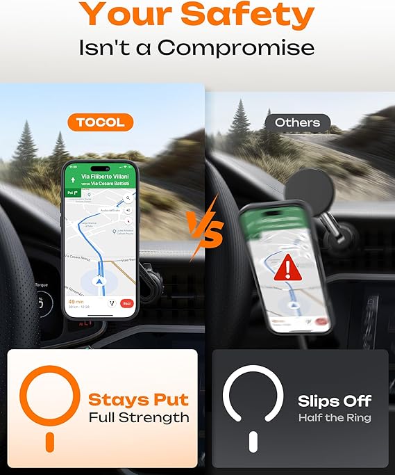 iPhone 17 Pro Max Case, TOCOL Magnetic MagSafe Cover with Camera Protection, Shockproof Matte Black - Image 5