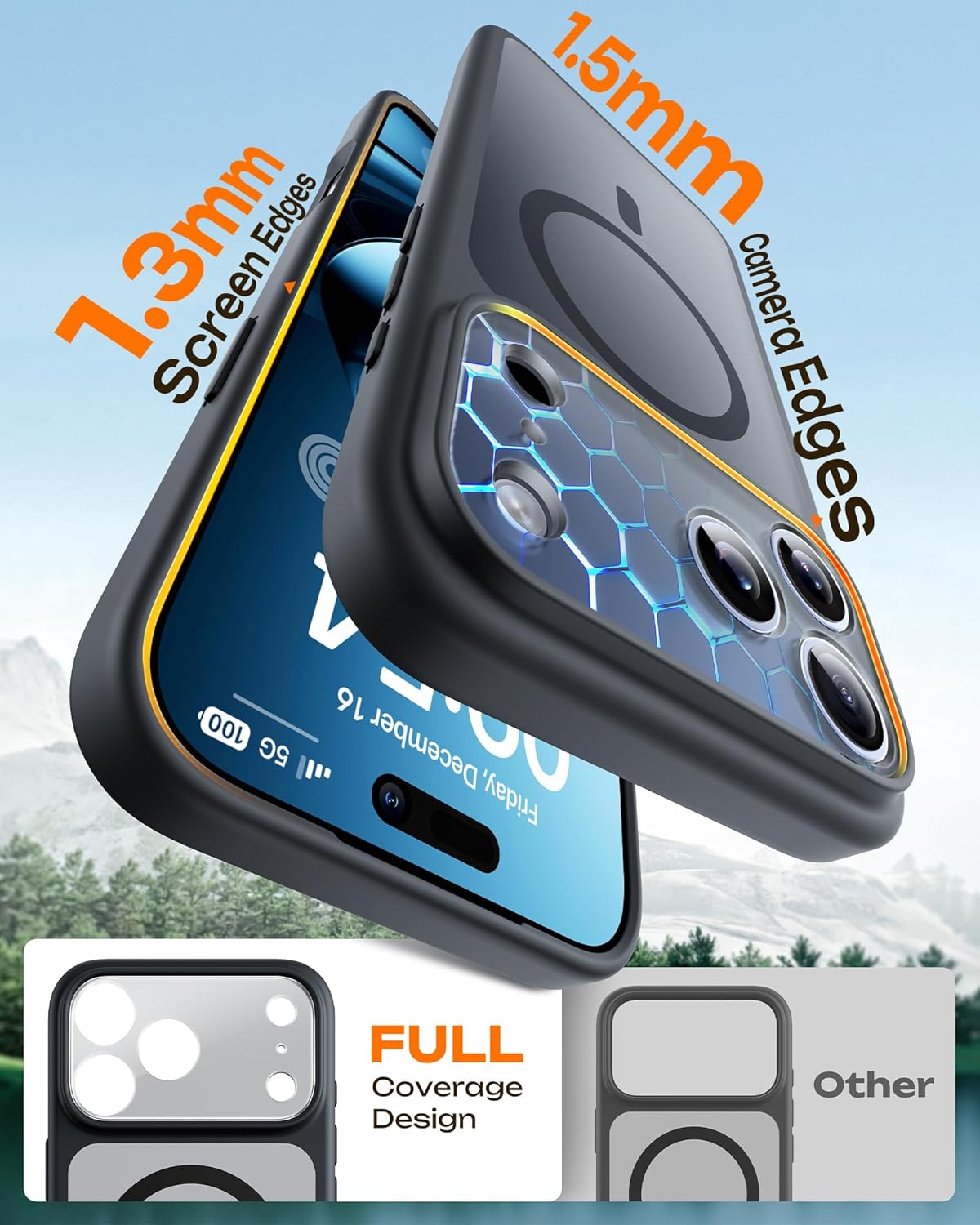 iPhone 17 Pro Max Case, TOCOL Magnetic MagSafe Cover with Camera Protection, Shockproof Matte Black - Image 2